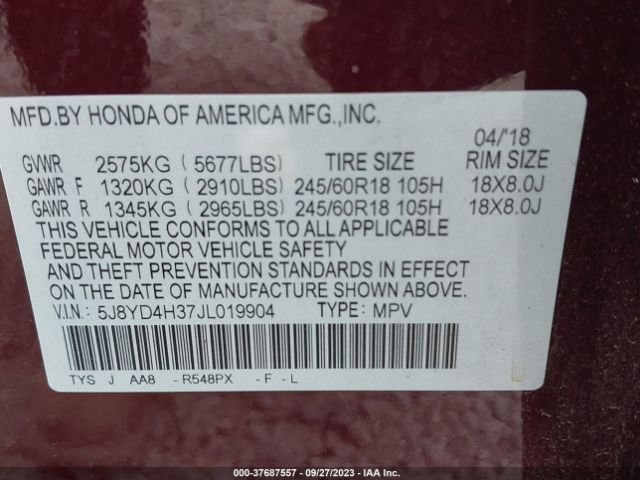 5J8YD4H37JL019904 Acura MDX