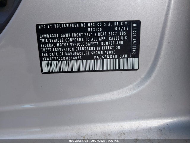 2013 VOLKSWAGEN GLI AUTOBAHN W/NAV VIN: 3VW4T7AJ2DM314063
