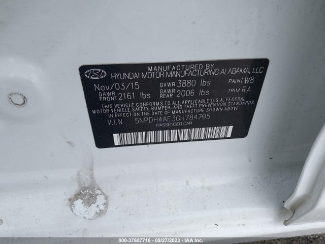 2016 HYUNDAI ELANTRA SE VIN: 5NPDH4AE3GH784795