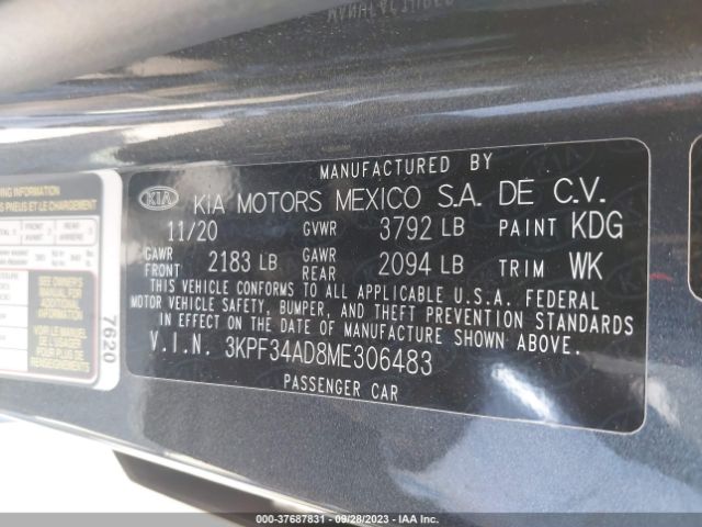 3KPF34AD8ME306483 KIA Forte Gt-line