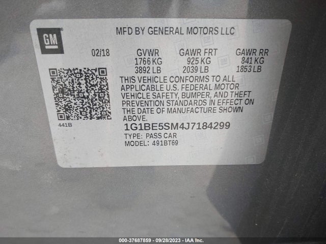 Chevrolet CRUZE LT 2018 1G1BE5SM4J7184299 Image 9