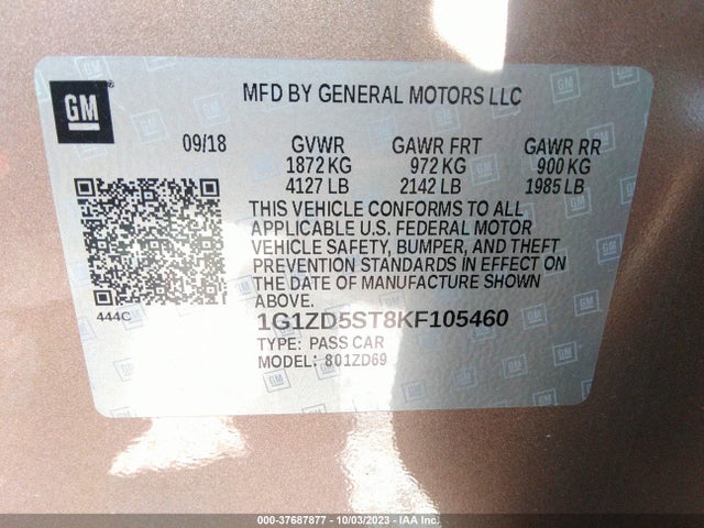 Chevrolet MALIBU LT 2019 1G1ZD5ST8KF105460 Image 9