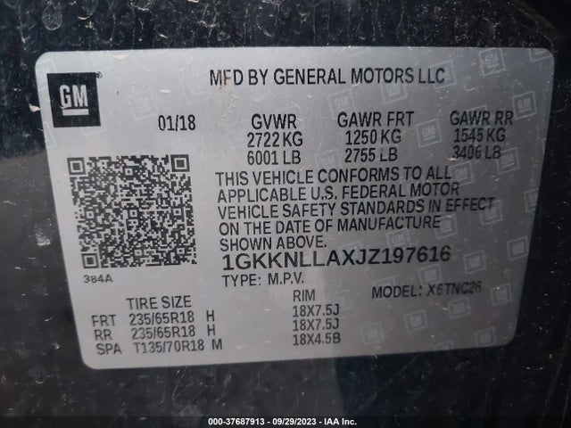 GMC ACADIA SLE 2018 1GKKNLLAXJZ197616 Image 9