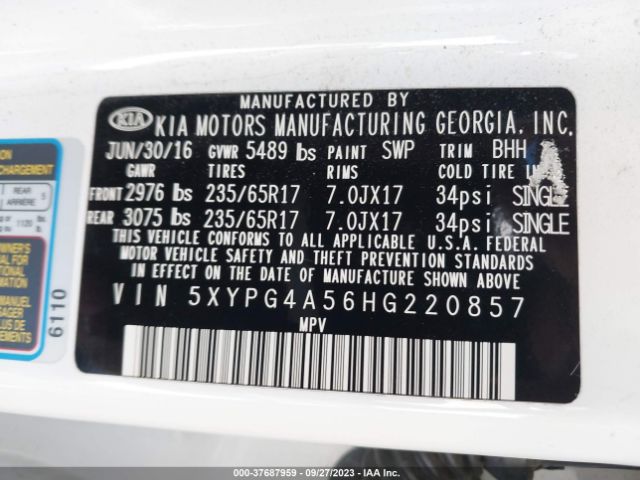 5XYPG4A56HG220857 KIA Sorento Lx V6