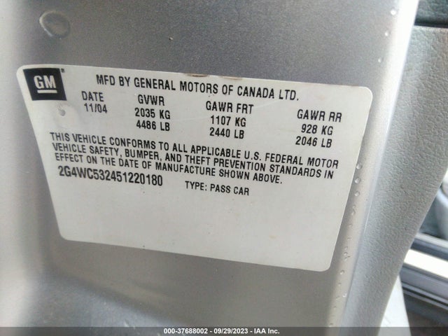 2005 BUICK LACROSSE CX VIN: 2G4WC532451220180