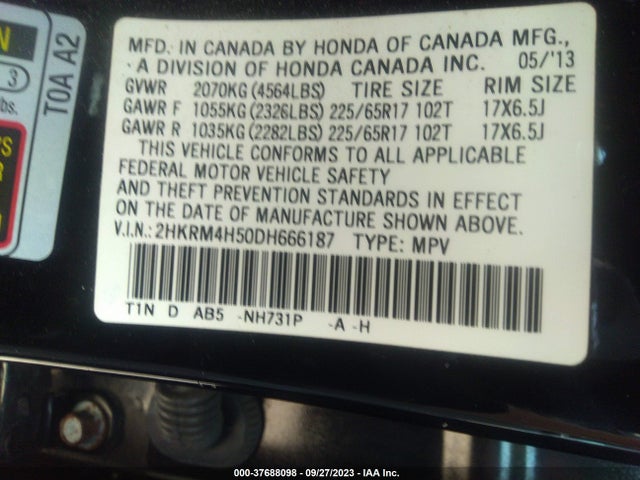 2013 HONDA CR-V 2HKRM4H50DH666187 Photo 8