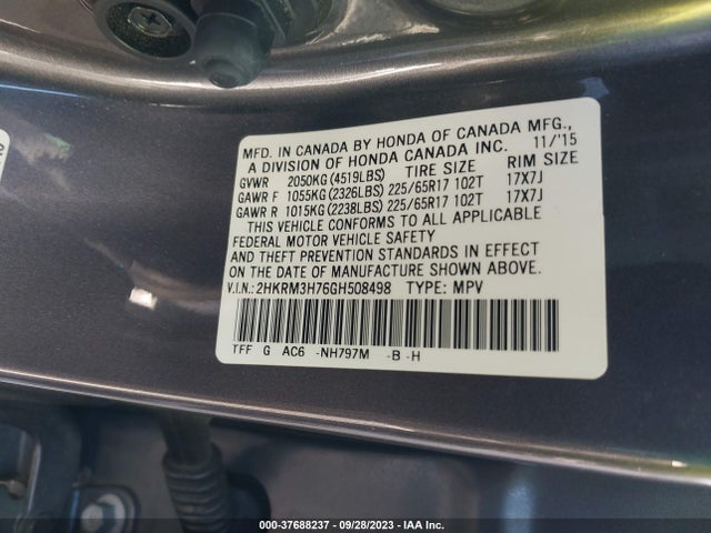 Honda Cr-v Ex-l 2016 2HKRM3H76GH508498 Image 9