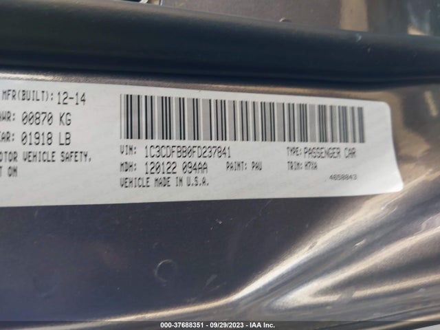 Dodge DART SXT 2015 1C3CDFBB0FD237841 Image 9