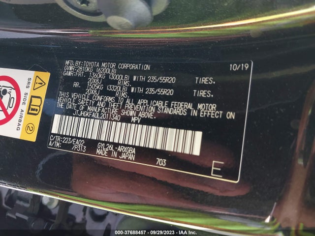 Lexus Rx Rx 450hl 2020 JTJHGKFA0L2011340 Image 9