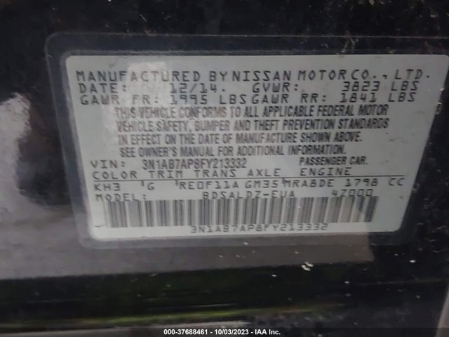 Nissan SENTRA SV 2015 3N1AB7AP8FY213332 Image 9