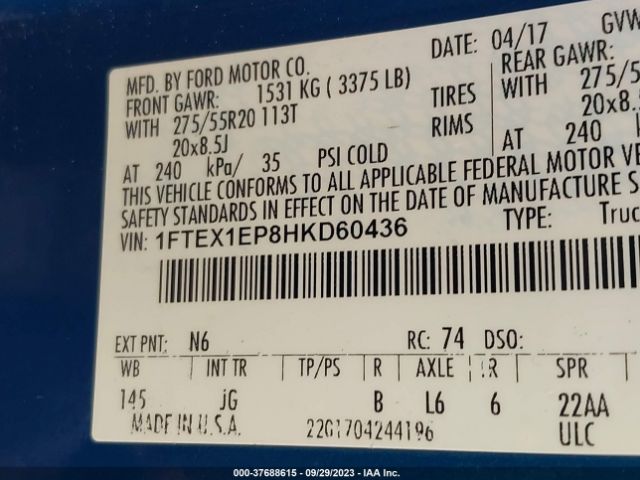 1FTEX1EP8HKD60436 Ford F-150 Xl/xlt/lariat
