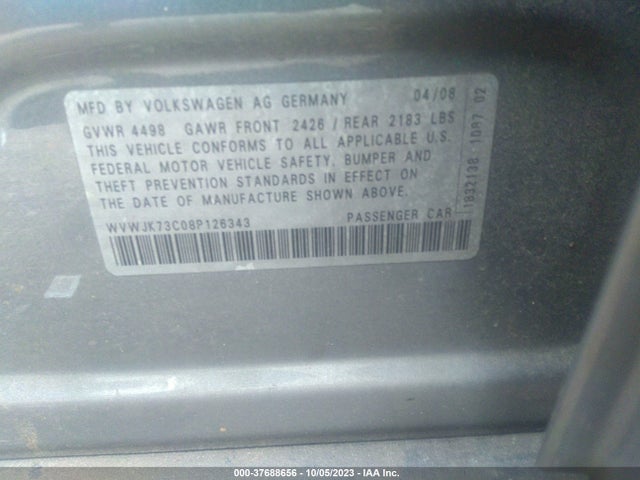 2008 VOLKSWAGEN PASSAT SEDAN WVWJK73C08P126343 Photo 8