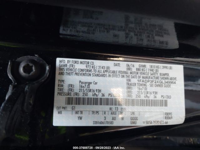 1FADP3F2XGL349964 Ford FOCUS SE