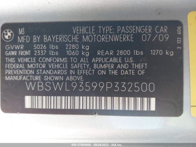 2009 BMW M3 WBSWL93599P332500 Photo 8