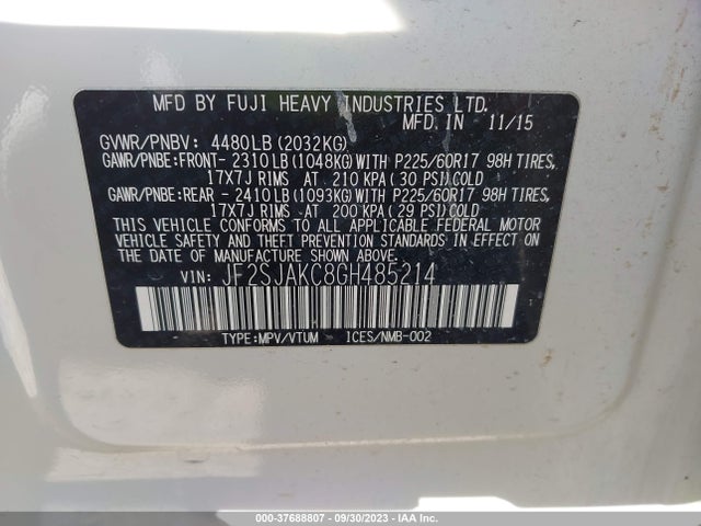 JF2SJAKC8GH485214 Subaru Forester 2.5i Limited