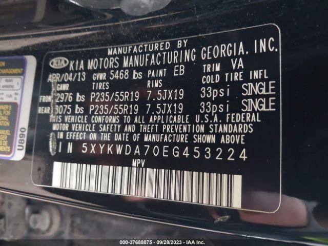 5XYKWDA70EG453224 KIA Sorento Sx Limited