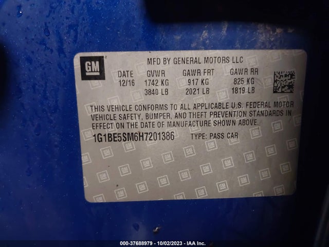 Chevrolet CRUZE LT 2017 1G1BE5SM6H7201386 Image 9