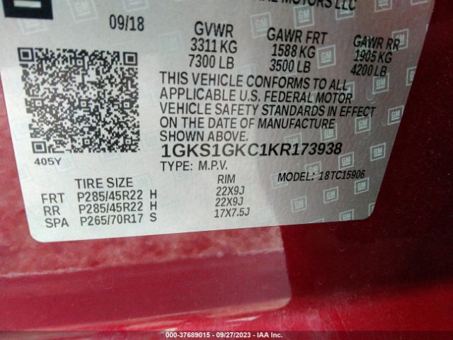 1GKS1GKC1KR173938 GMC Yukon Xl Slt