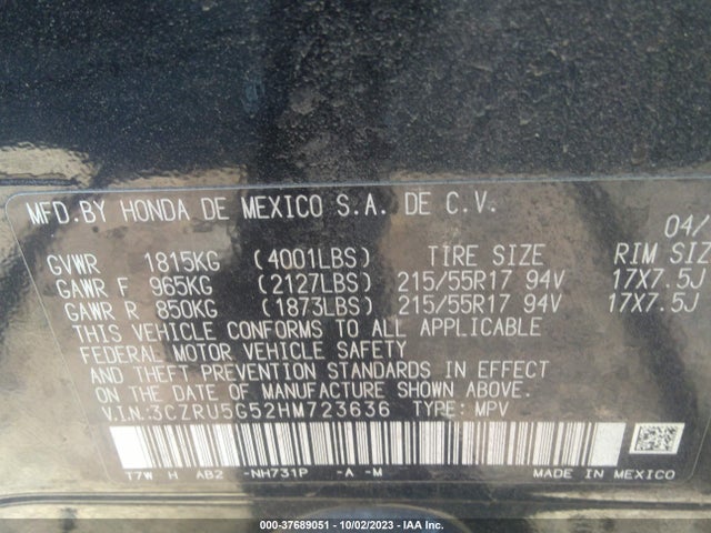 Honda HR-V EX 2017 3CZRU5G52HM723636 Image 9