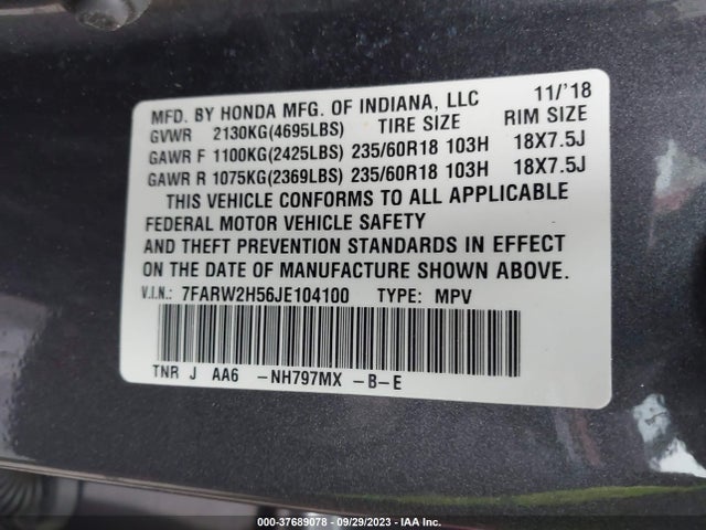 Honda CR-V EX 2018 7FARW2H56JE104100 Image 9