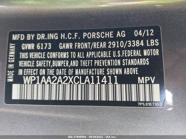 2012 PORSCHE CAYENNE WP1AA2A2XCLA11411 Photo 8