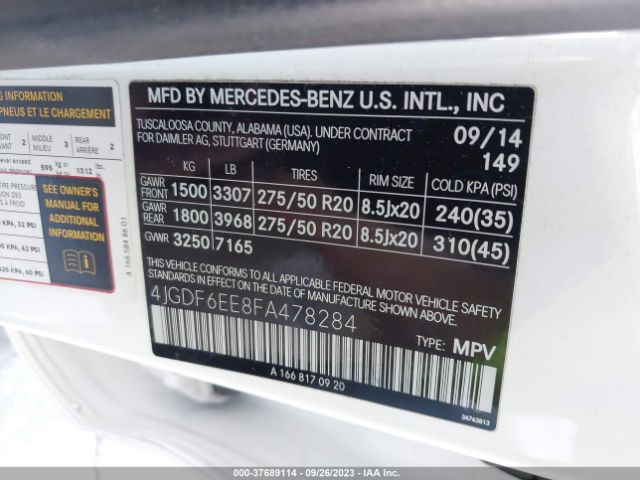 4JGDF6EE8FA478284 Mercedes-Benz Gl-class Gl 450