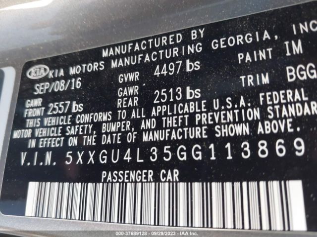5XXGU4L35GG113869 KIA OPTIMA EX