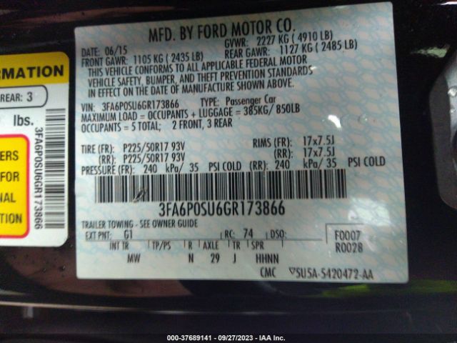 3FA6P0SU6GR173866 Ford Fusion Energi Titanium