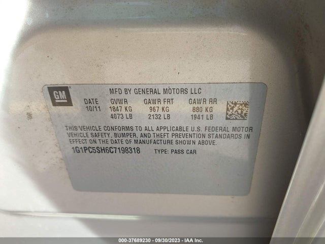 2012 CHEVROLET CRUZE LS VIN: 1G1PC5SH6C7198318