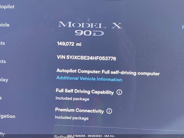 Tesla Model X 90d/75d/100d 2017 5YJXCBE24HF053776 Image 7