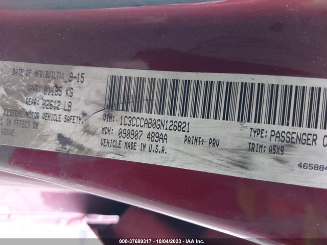 1C3CCCAB0GN126821 Chrysler 200 Limited