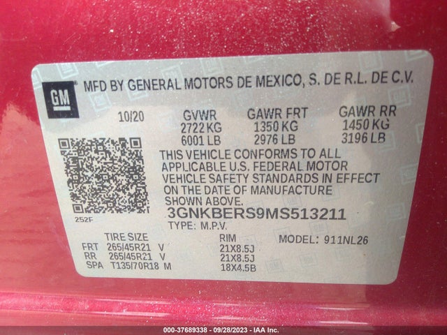 Chevrolet BLAZER RS 2021 3GNKBERS9MS513211 Image 9