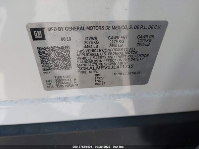 3GKALMEV1JL411715 GMC Terrain Sle