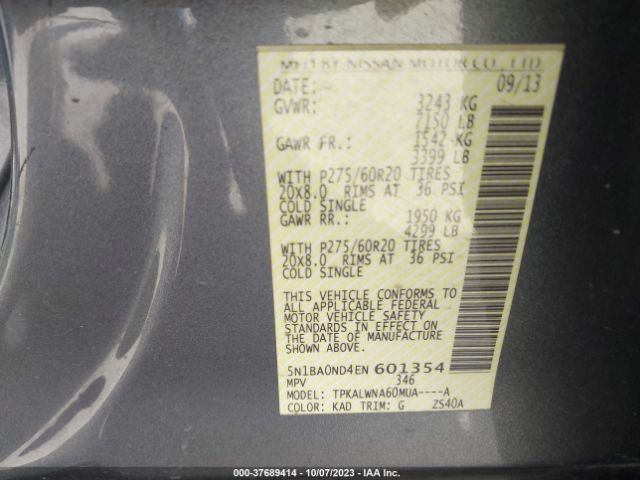5N1BA0ND4EN601354 Nissan Armada Platinum