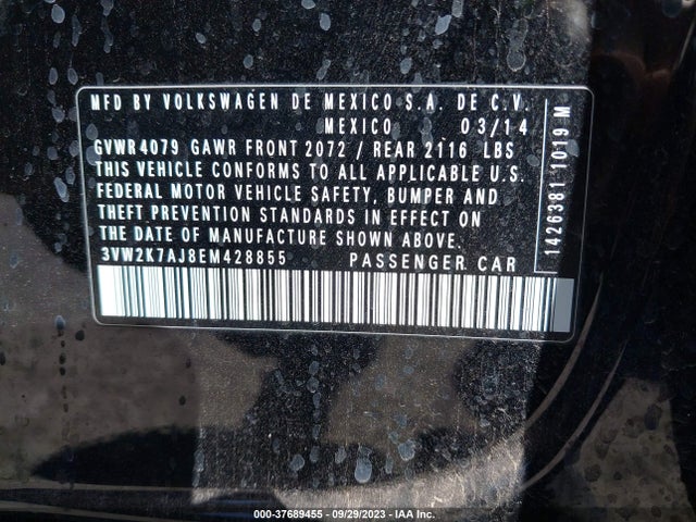 3VW2K7AJ8EM428855 Volkswagen Jetta Sedan S