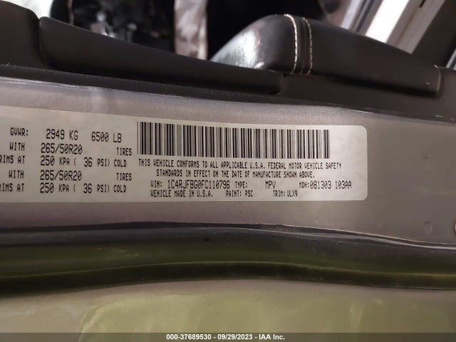 1C4RJFBG0FC110796 Jeep Grand Cherokee Limited