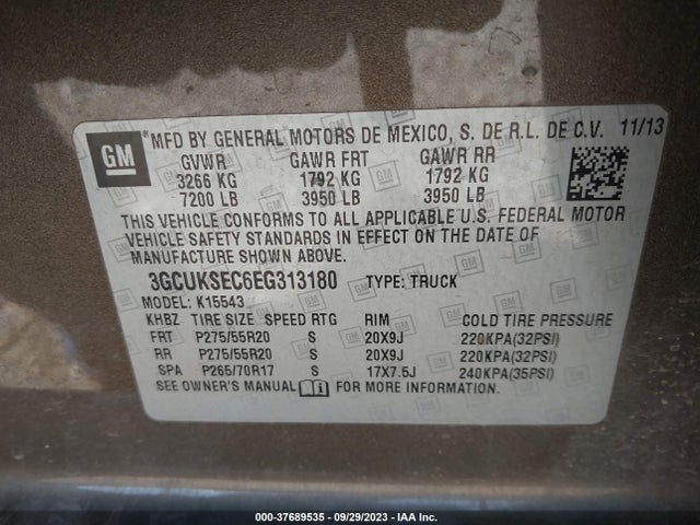 Chevrolet Silverado 1500 Ltz 2014 3GCUKSEC6EG313180 Image 9