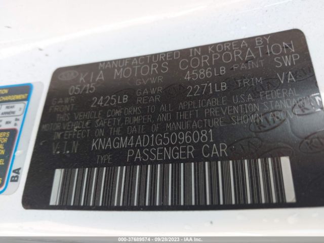 KNAGM4AD1G5096081 KIA OPTIMA HYBRID