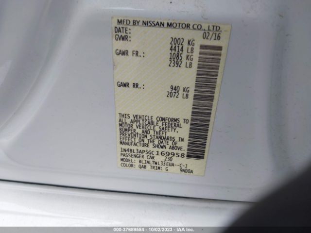 1N4BL3AP5GC169958 Nissan Altima 3.5 Sl