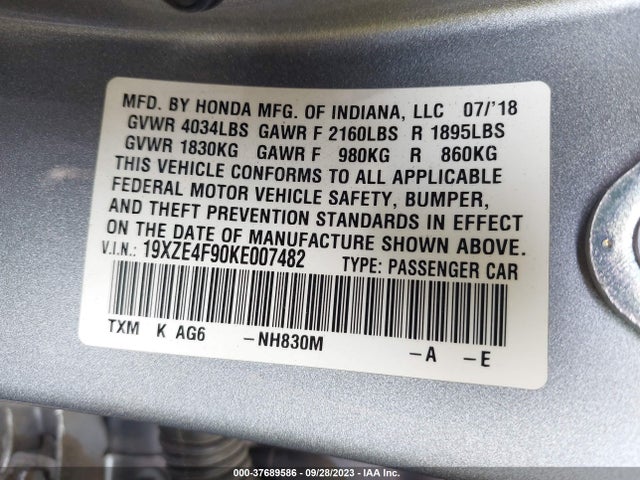 Honda Insight Touring 2019 19XZE4F90KE007482 Image 9