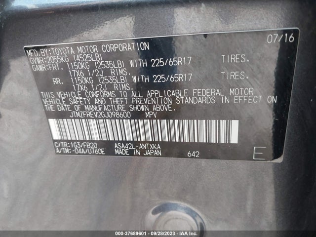 Toyota RAV4 LE 2016 JTMZFREV2GJ098600 Image 9