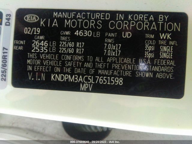 KNDPM3AC5L7651598 KIA Sportage Lx