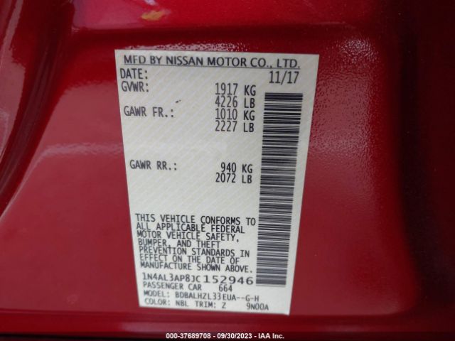 1N4AL3AP8JC152946 Nissan Altima 2.5 Sr