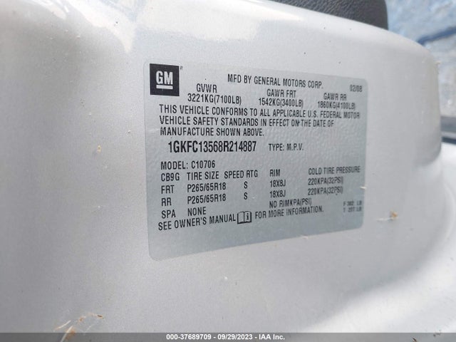 2008 GMC YUKON HYBRID VIN: 1GKFC13568R214887