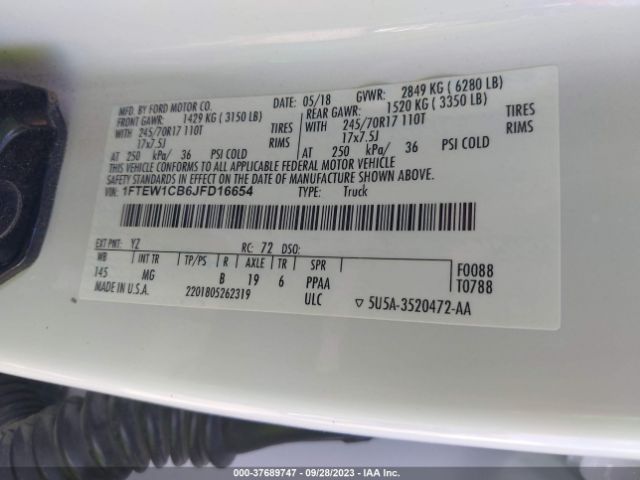1FTEW1CB6JFD16654 Ford F-150 Xl/xlt