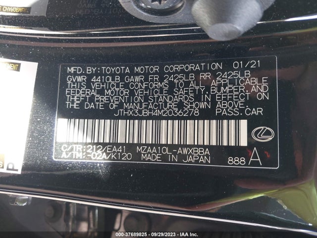 2021 Lexus UX, VIN: JTHX3JBH4M2036278