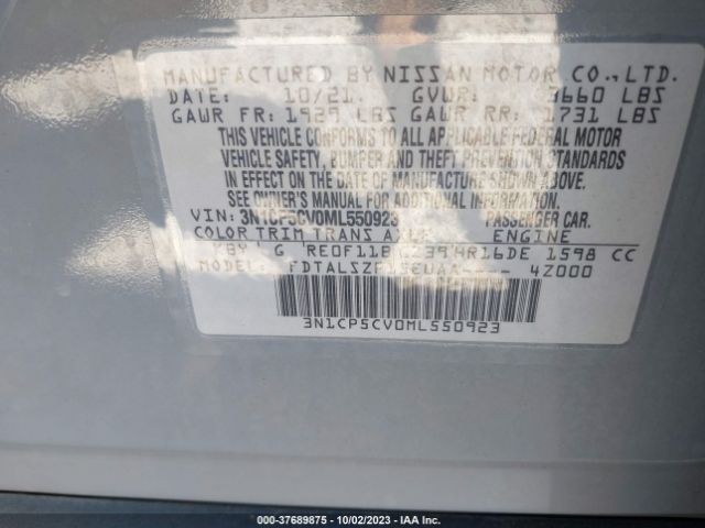 3N1CP5CV0ML550923 Nissan KICKS SV