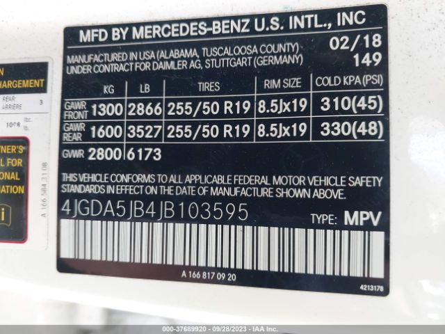 4JGDA5JB4JB103595 Mercedes-Benz Gle Gle 350