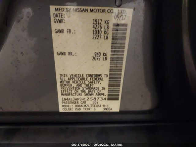 1N4AL3AP5HC258734 Nissan Altima 2.5 Sv