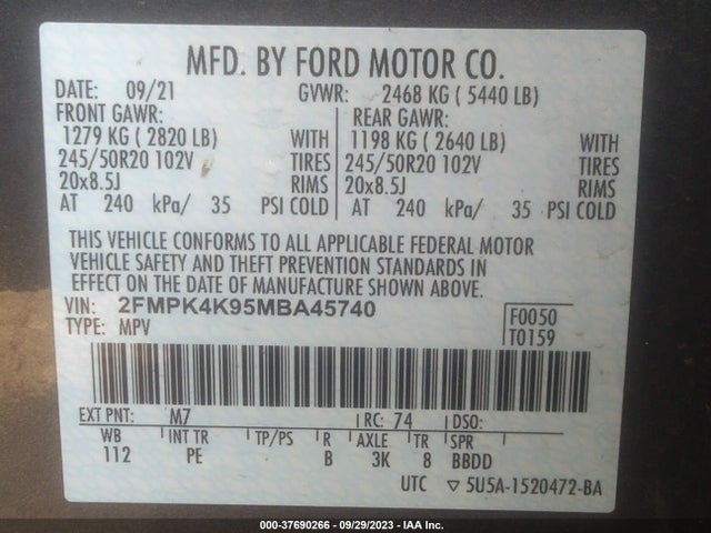 Ford Edge Titanium 2021 2FMPK4K95MBA45740 Image 9